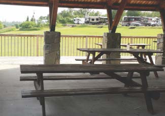 picnic tables at RV park